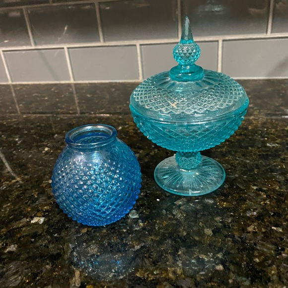 Other - BLUE GLASS VANITY SET